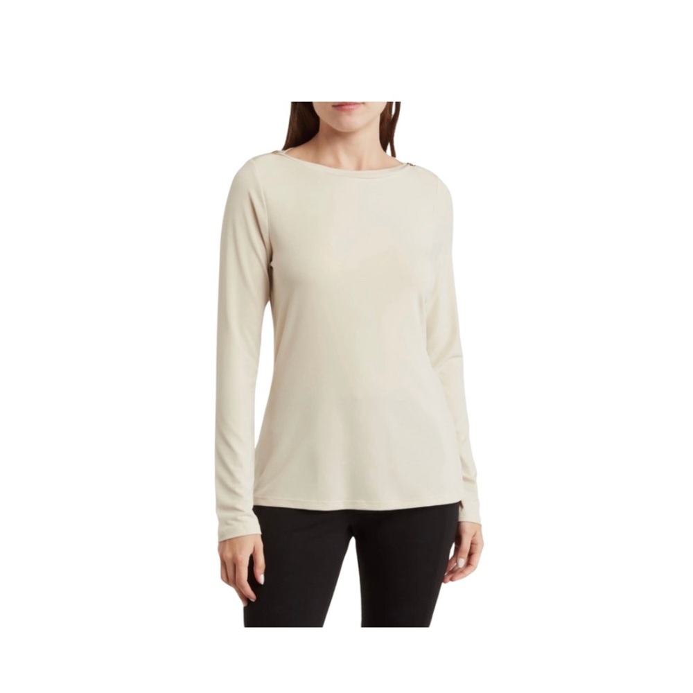 DKNY Boatneck Long Sleeve Top